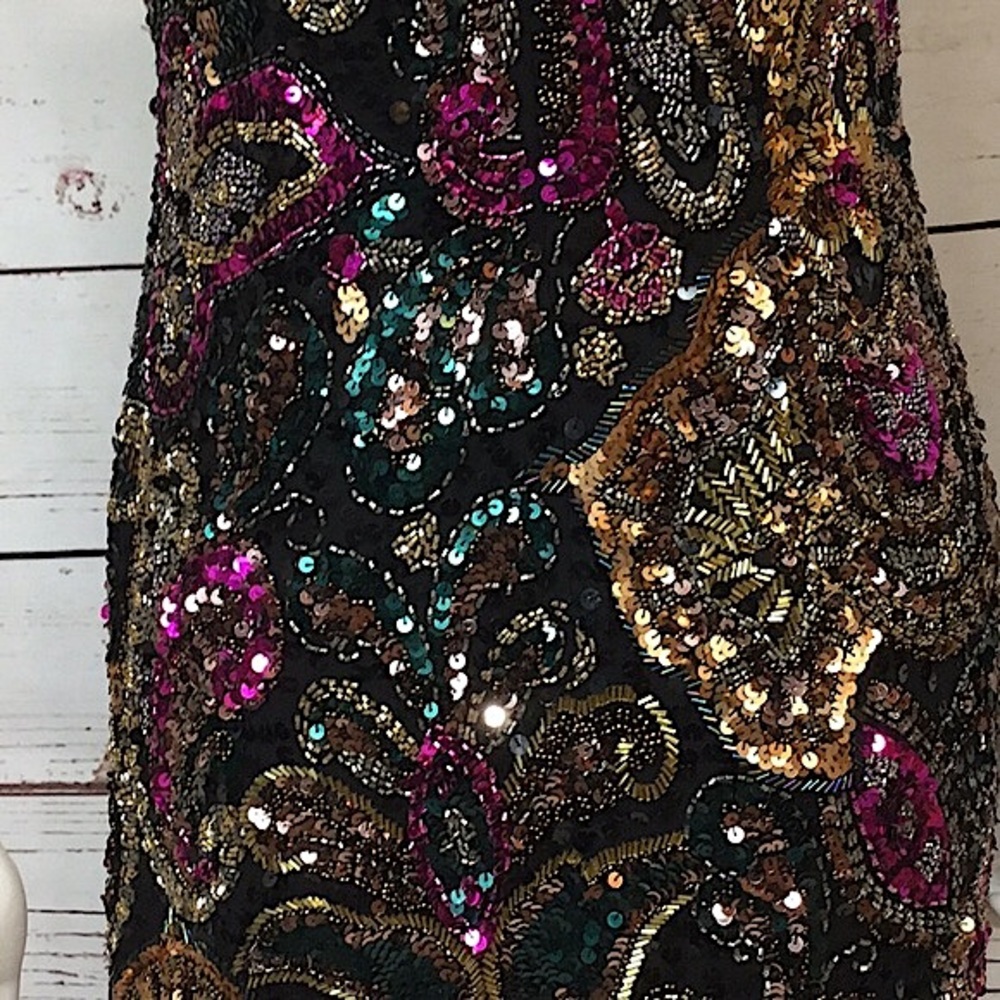 Vintage Black & Gold Lime Nite Beaded Tank Dress - Picture 9 of 13